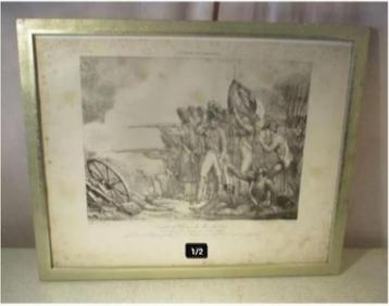 Mooie Antieke Gravure 'Combat de Thuir' - Grenier beschikbaar voor biedingen