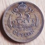 CEYLON : 25 cents 1951 KM 122, Postzegels en Munten, Losse munt, Verzenden, Zuid-Azië