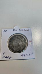 Duitsland 5 Mark 1951 d zilver, Enlèvement ou Envoi, Argent, Allemagne