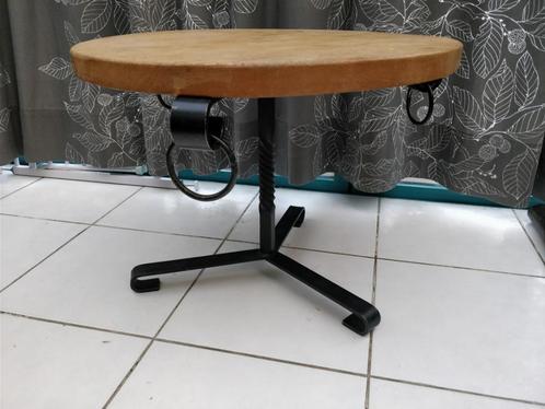 table basse rustique avec plateau plein chêne dia 75 x 4,5 c, Maison & Meubles, Tables | Tables de salon, Utilisé, 50 à 75 cm