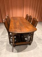 Massieve eiken eettafel + 6 stoelen, Enlèvement, Utilisé, 50 à 100 cm, Chêne