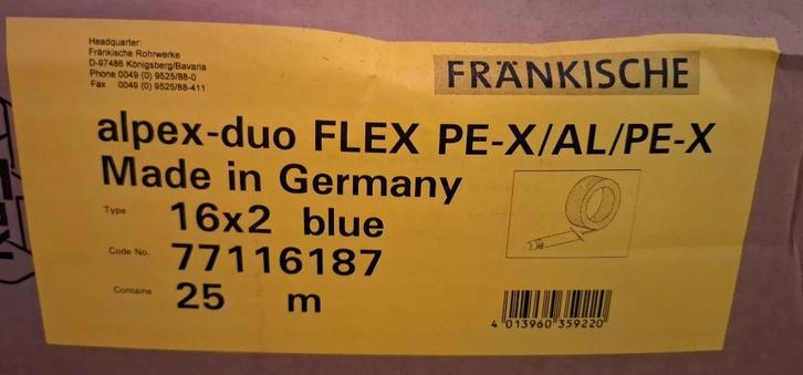 FRANKISCHE Alpex Duo Flex PE-X/AL/PE-X, Doe-het-zelf en Bouw, Buizen en Afvoer, Nieuw, Aluminium, Ophalen of Verzenden