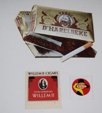 Stickers / tabak D'Harelbeke - Willem II - Belga, Verzamelen, Rookartikelen, Aanstekers en Luciferdoosjes, Verzenden, Gebruikt