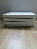 Uitdraaiende salontafel in lak wit, 80x80cm, Huis en Inrichting, 50 tot 100 cm, Minder dan 50 cm, Gebruikt, Ophalen