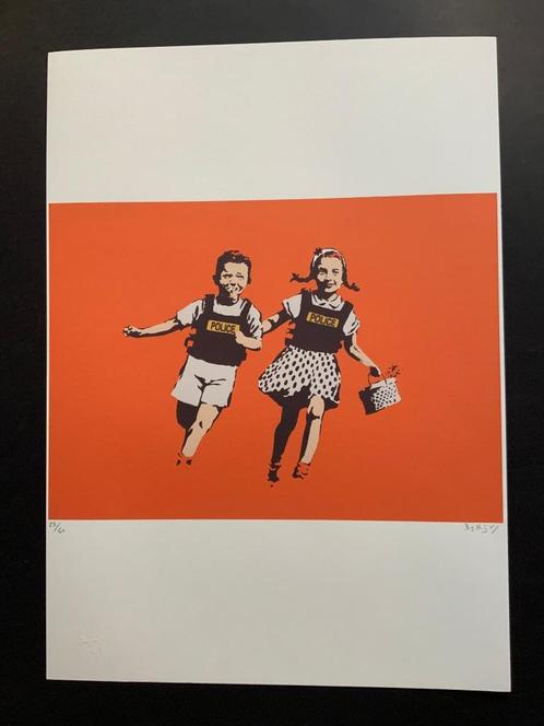 BANKSY Police Kids genummerd met stempel (70 X 50 cm), Antiek en Kunst, Kunst | Litho's en Zeefdrukken, Ophalen of Verzenden