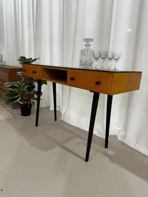 Vintage design sidetable, console tafel Mojmir Pozar, Huis en Inrichting, Tafels | Sidetables, Gebruikt, 25 tot 50 cm, 100 tot 150 cm