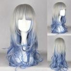 Carnaval pruik lang haar in laagjes zilvergrijs blauw, Perruque ou Extension de cheveux, Envoi, Neuf