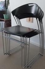 Vintage design stapelbare stoelen Cerruti Belari Italy, Huis en Inrichting, Ophalen, Gebruikt, Zwart, Vier