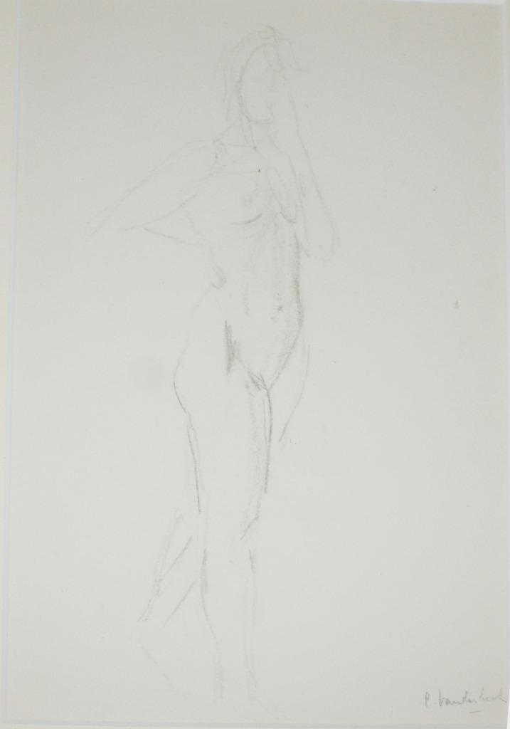 Cecilia Vanderbeek (1932 - 1999): Staand Naakt (30 x 40 cm), Antiek en Kunst, Kunst | Schilderijen | Klassiek, Ophalen of Verzenden