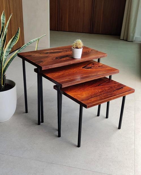Vintage mimiset / set 3 vintage bijzettafels, Huis en Inrichting, Tafels | Bijzettafels, Zo goed als nieuw, Ophalen of Verzenden