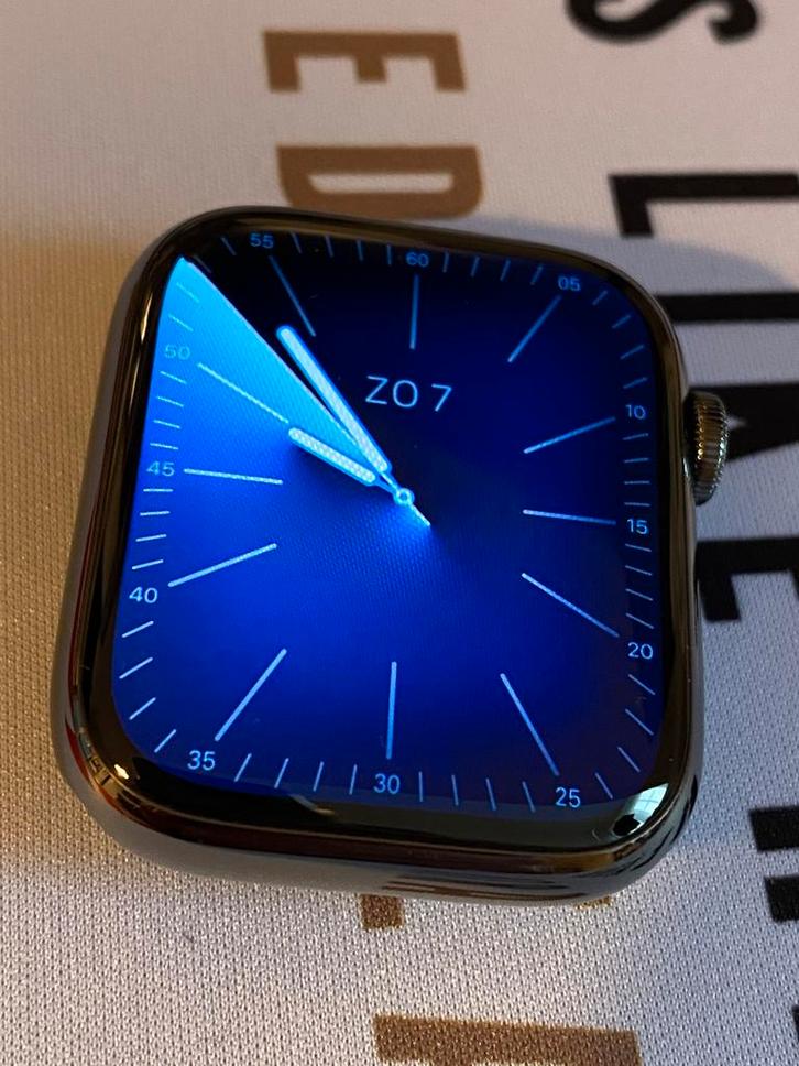 Apple Watch roestvrijstalen versie serie 7 met 4G, Handtassen en Accessoires, Smartwatches, Zo goed als nieuw, Zwart, Ophalen of Verzenden