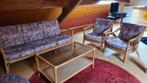 Lounge 5 zitplaatsen + rotontafel met glas., Tuin en Terras, Zo goed als nieuw, Rotan, Ophalen, 5 zitplaatsen