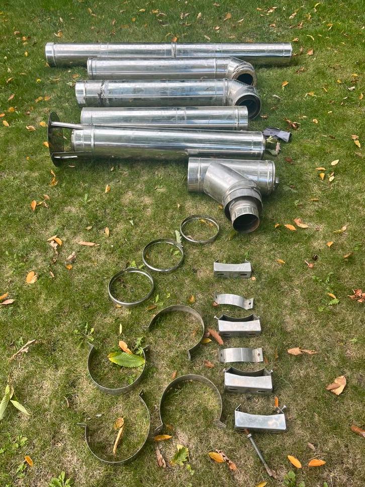 Dubbelwandiges geïsoleerde inox schoorsteen, Doe-het-zelf en Bouw, Buizen en Afvoer, Zo goed als nieuw, Inox, Ophalen