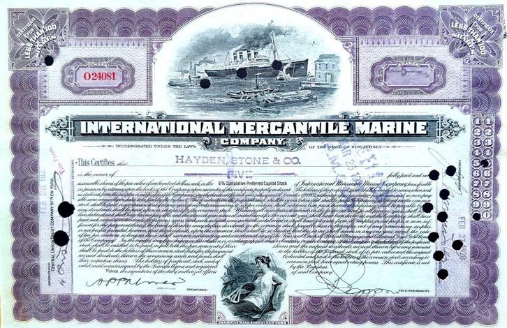International (RMS TITANIC) Mercantile Marine Company 1920, Verzamelen, Scheepvaart, Gebruikt, Overige typen, Motorboot, Ophalen of Verzenden
