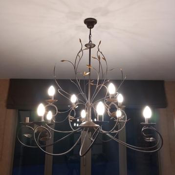 Metalen Florentijnse kroonluchter / luster 12 lampen