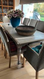 Eiken tafel met stoelen, Huis en Inrichting, Ophalen, Zo goed als nieuw, 6 tot 8 stoelen