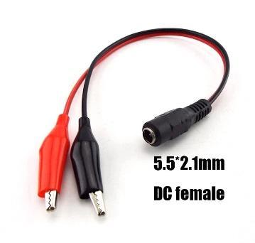 Alligator Clip DC Power 5,5 x 2,1 mm - Female - lengte 25 cm, Hobby en Vrije tijd, Elektronica-componenten, Nieuw, Ophalen of Verzenden