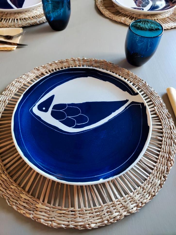 „Maisons du Monde” 6 blauw-witte keramische borden, Huis en Inrichting, Keuken | Servies, Zo goed als nieuw, Keramiek, Ophalen