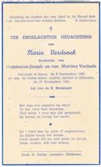 Dochtertje. Verdonck Maria. ° Ieper 1951 † Zillebeke 1951, Ophalen of Verzenden, Bidprentje