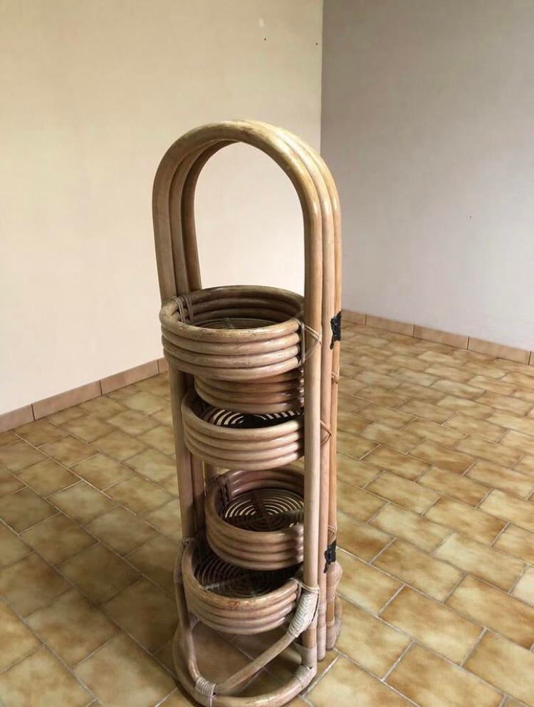 Vintage rotan plantenrek – inklapbaar, Huis en Inrichting, Ophalen of Verzenden, Zo goed als nieuw