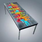 Table basse Vintage Céramique et Chrome 1970's, Enlèvement