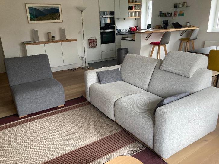 canapé 2 pl. (450 euros) + fauteuil (125 euros), Maison & Meubles, Canapés | Salons, Utilisé, Tissus, Enlèvement