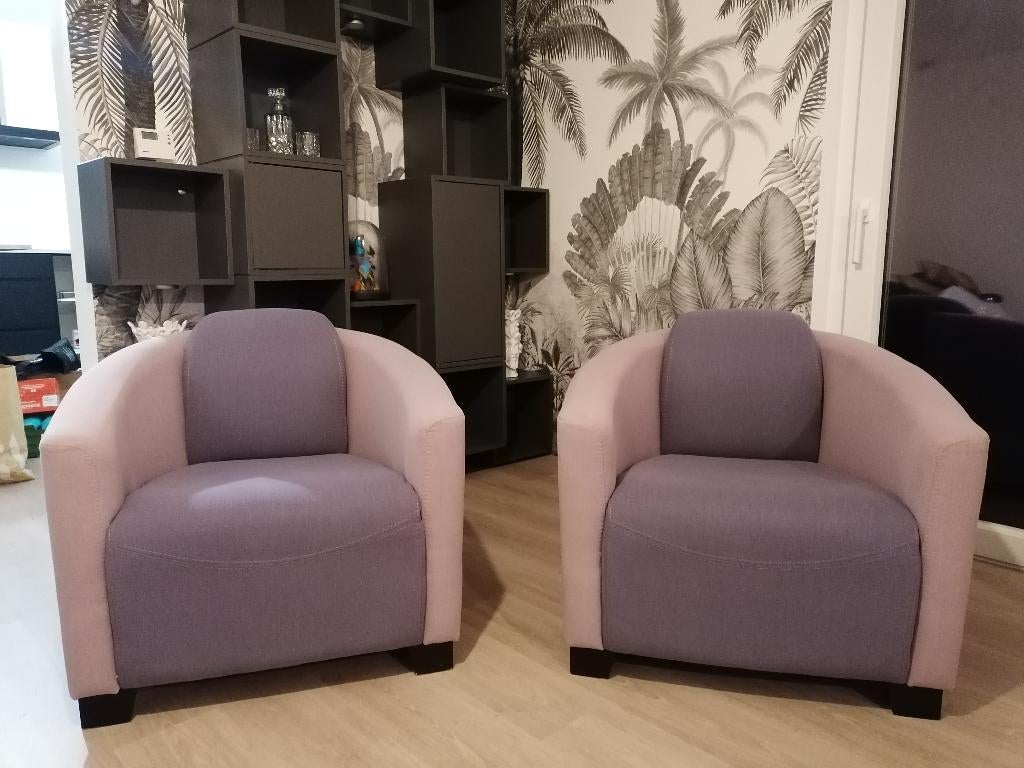 2 designfauteuils in zeer goede staat, Huis en Inrichting, Fauteuils, Nieuw, Stof, Ophalen