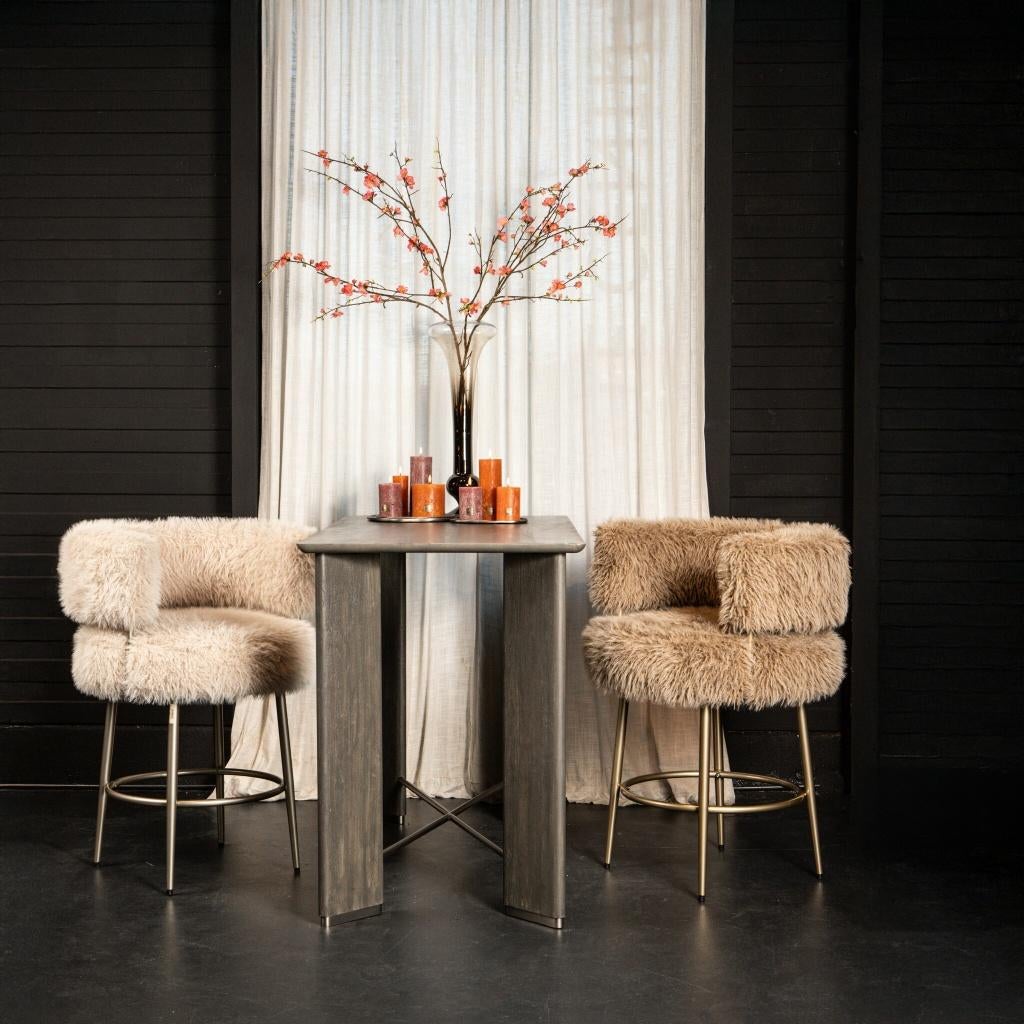 NIEUWE PTMD BARSTOEL KRUK harige vacht counter-hoogte, Ophalen, 5 krukken of meer, Met voetsteun, Nieuw