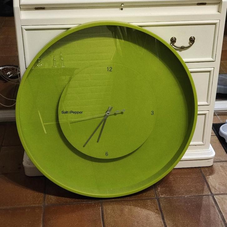 Salt & Pepper Wandklok XL, Maison & Meubles, Accessoires pour la Maison | Horloges, Comme neuf, Horloge murale, Enlèvement