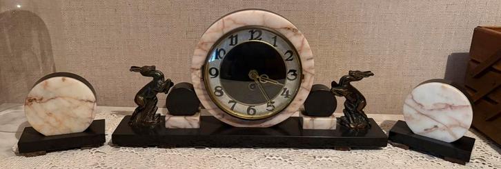Antieke 3-delige Art Deco klokset decoratief, Antiek en Kunst, Antiek | Klokken, Ophalen