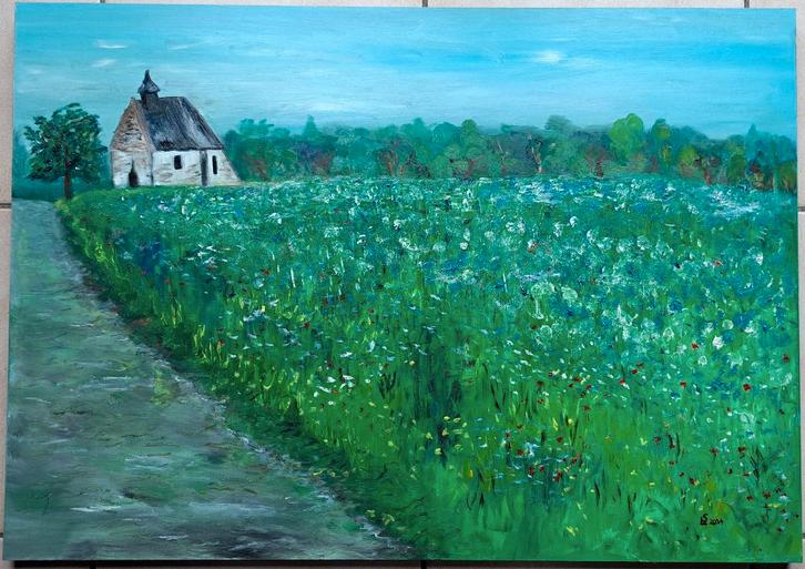Tableau huile sur bois Chapelle Try-au-Chêne – Bousval, Antiquités & Art, Art | Peinture | Classique, Enlèvement