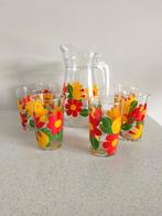Nouvelle carafe vintage Luminarc à 6 verres, Flower Power, Enlèvement ou Envoi