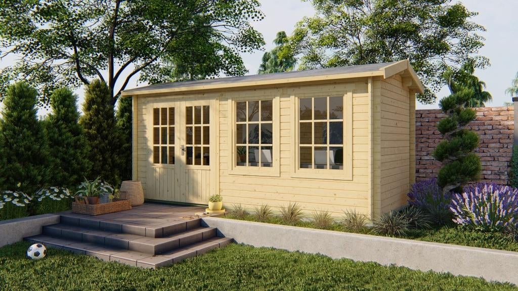 Blokhut - Tuinhuis Justine | 40 mm | vuren onbehandeld, Verzenden, Nieuw