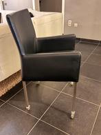 6 lederen stoelen op wieltjes, Maison & Meubles, Chaises, Comme neuf, Enlèvement, Cinq, Six Chaises ou plus, Cuir