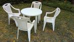 tuintafel en 4 tuinstoelen, Tuin en Terras, Ophalen, Gebruikt, Rond, Kunststof