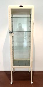 Vintage dokterskast in staal & glas, Huis en Inrichting, Ophalen, Gebruikt, Vintage, 50 tot 100 cm