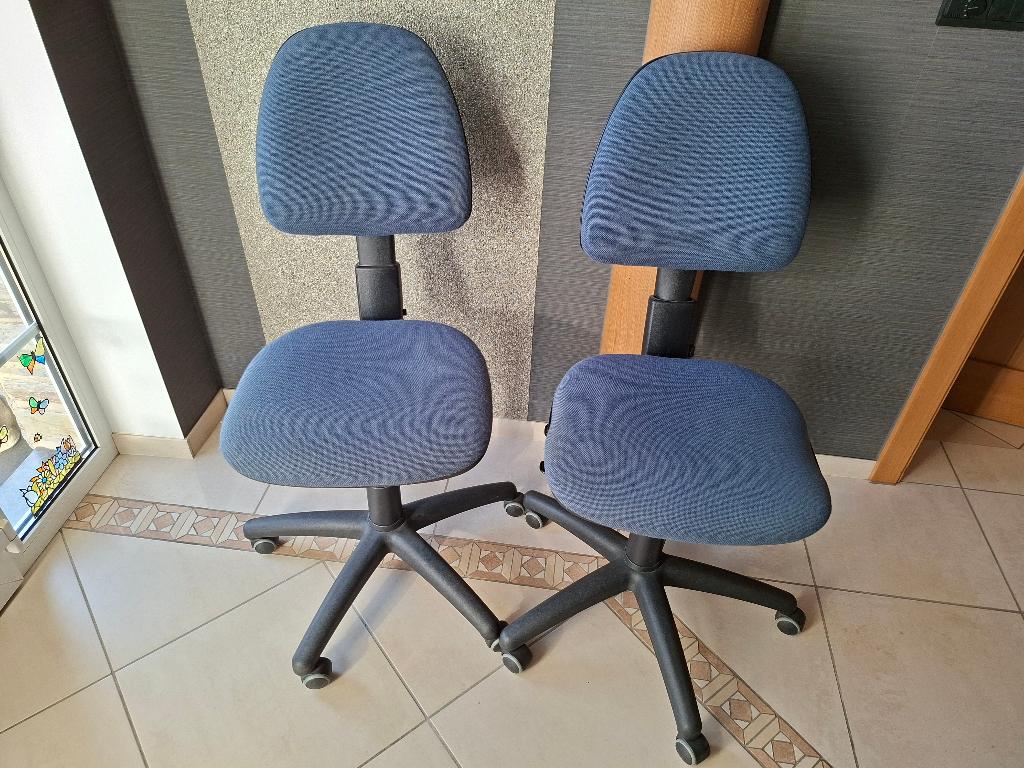 3 chaises bureau, Maison & Meubles, Enlèvement, Utilisé, Bleu, Chaise de bureau