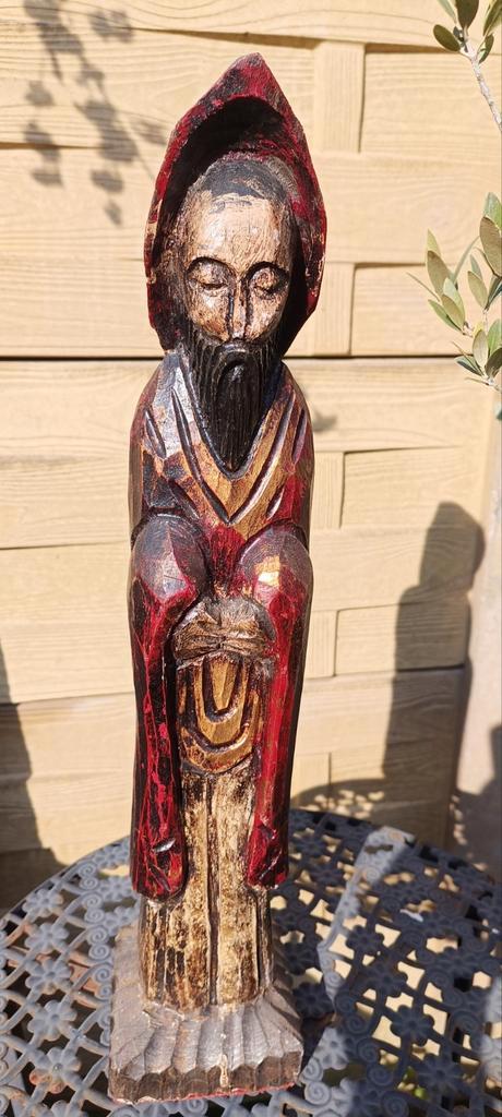 Antiek hout beeld monnik heilige pater, Antiek en Kunst, Antiek | Religieuze voorwerpen, Ophalen of Verzenden