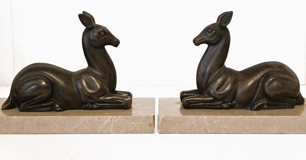 Beelden Art Deco op marmer sokkel., Antiek en Kunst, Ophalen of Verzenden, Brons