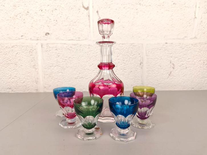 Val Saint Lambert karaf + glazen model Gevaert, Antiquités & Art, Antiquités | Verre & Cristal, Enlèvement ou Envoi