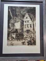 G. Langie; ets: 'Het Galgenhuizeken', Gentse kunstenaar, Ophalen of Verzenden