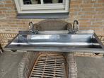 wasbak/wastrog/spoelbak INOX 1.20 m met 2 mengkranen, Ophalen, Zo goed als nieuw, Inox, Wastafel