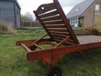 Teak ligzetel, Tuin en Terras, Ophalen, Zo goed als nieuw, Teakhout, Verstelbaar