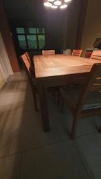 TABLE SALLE A MANGER + 6 CHAISES TECK, Huis en Inrichting, Complete eetkamers, Ophalen, Zo goed als nieuw, 4 tot 6 stoelen
