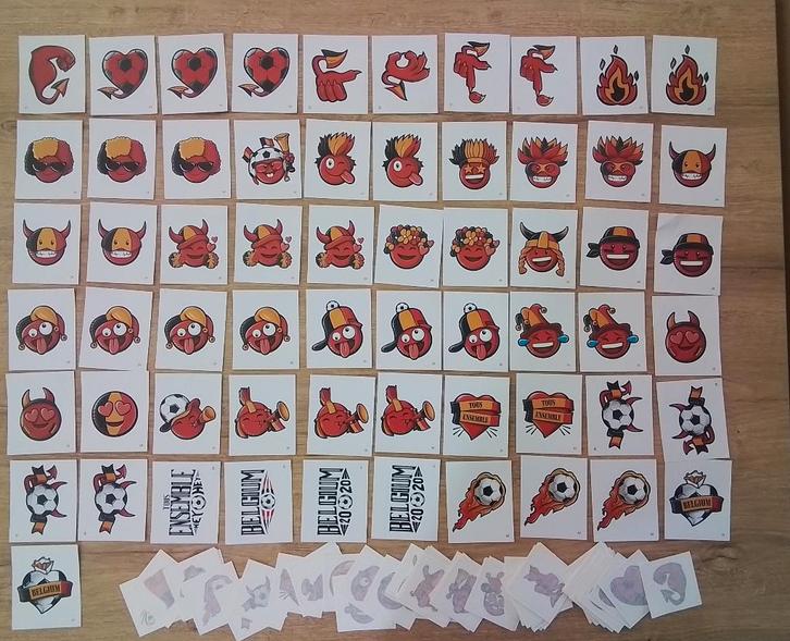 61 stickers en tattoo's Belgicons Rode Duivels (AH-actie), Collections, Autocollants, Neuf, Enlèvement ou Envoi
