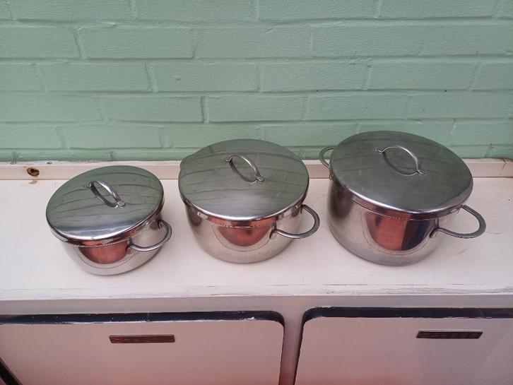 Ensemble de 3 casseroles pour cuisiniere à gaz, Maison & Meubles, Cuisine | Casseroles & Poêles, Inox, Enlèvement