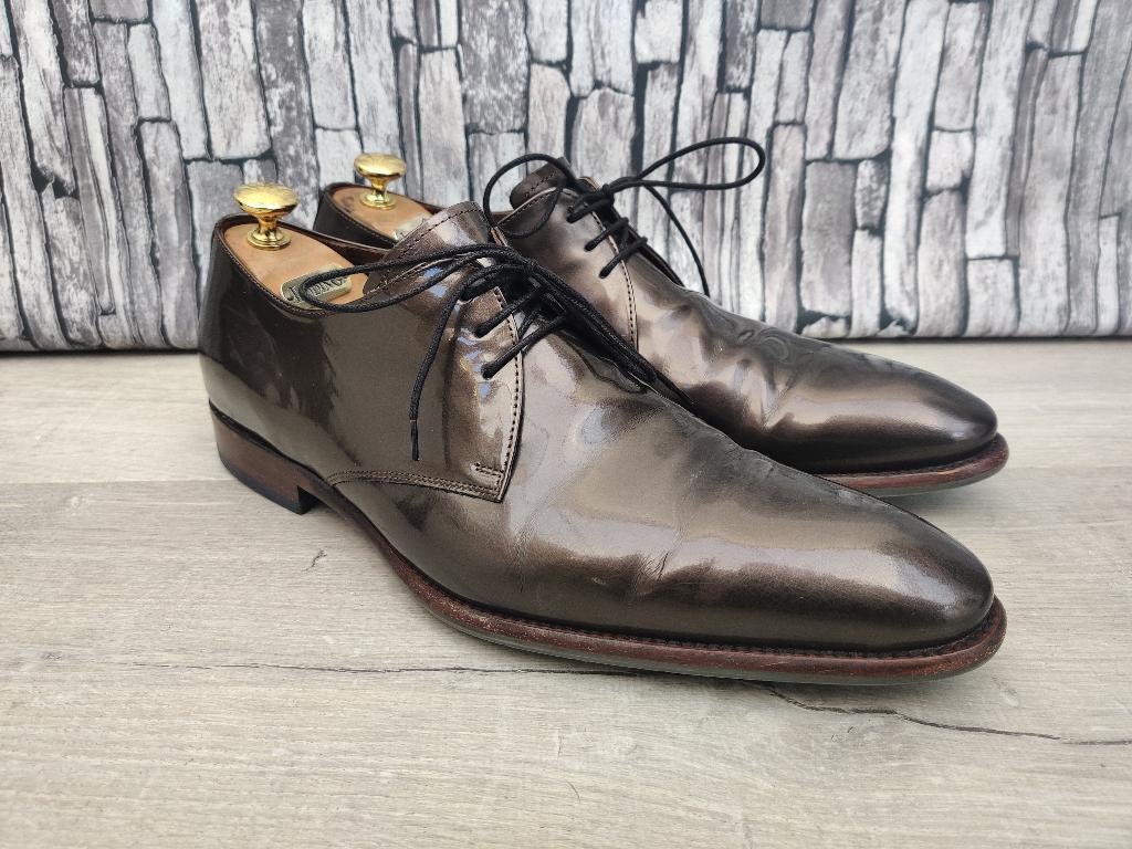 Floris van Bommel bruine lak herenschoenen - Maat 42,5, Bruin, Verzenden, Floris van Bommel, Zo goed als nieuw