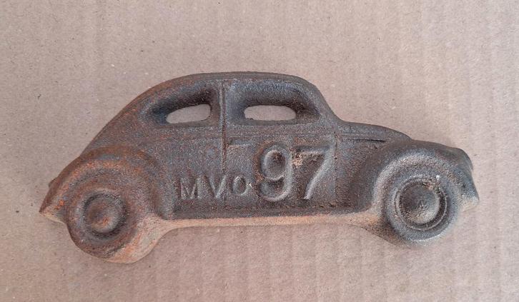 Plaque Volkswagen Coccinelle "MVO 97"., Antiquités & Art, Antiquités | Verre & Cristal, Enlèvement ou Envoi