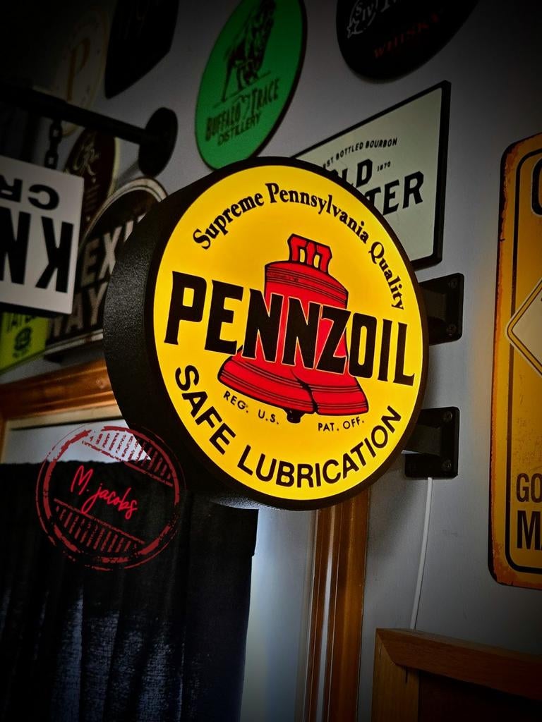 Deze dubbele Pennzoil reclamebak heeft heldere LED., Ophalen of Verzenden, Nieuw, Lichtbak of (neon) lamp