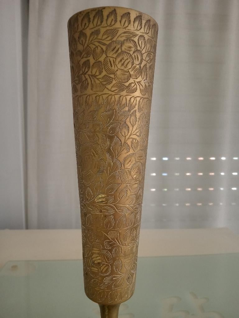 Sierlijk vaasje in KOPER  Met fijne bloemetjes gedetailleerd, Antiek en Kunst, Ophalen of Verzenden, Koper